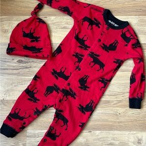 Little Blue House Red Moose Onesie